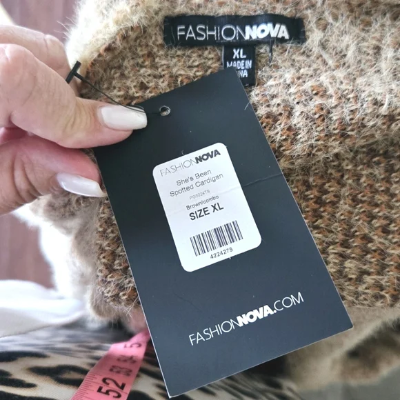 🏷️FN She's Been Spotted Cardigan Longline Pockets Animal Print XL - Picture 11 of 15